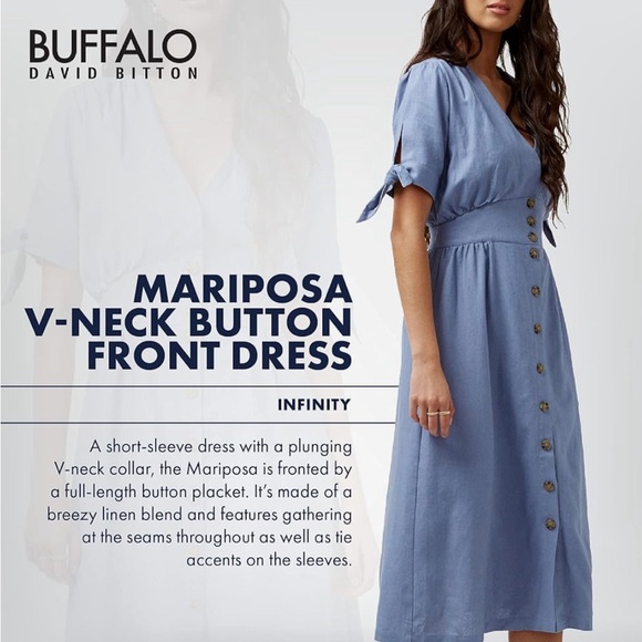 Buffalo David Bitton Mariposa Women's Buttoned Linen Dress, Small NWT - Picture 3 of 12